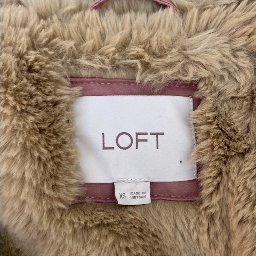 LOFT Pink Fur-Trimmed Puffer Jacket size XS - Picture 9 of 13